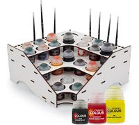Paint Rack bois pour peinture, modélisme & artistes, compatible Citadel/Vallejo, rangement aérographe & pinceaux