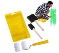 Paint Roller Set - PVC Sponge | No Dead Angles Sponge Roller Brush | Home Wall Furniture Tool With Paint Tray And Handle For DIY Painting Indoor Outdoor Ceiling Wall