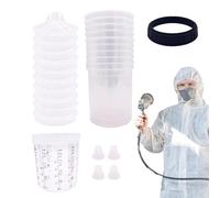 Paint Spray Cup Liner - Kit de Peinture Automobile avec 10 intérieurs et 10 couvercles | de Peinture efficaces, mélangeurs Transparents pour peintures, apprêts, revêtements