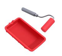 Paint Tray - V with Roller Brush - Reusable Silicone Art Paint Tool Tray | Small Container, Home Decor & Crafts | Easy Clean Manual Painting Kit for Glue Flush, Trim Work, DIY Projects