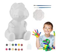 Paint Your Own Kit de peinture éducative pour enfants, 13 x 7,5 x 7 cm, kit de dessin fait à la main, lampe de table dinosaure blanc pour garçons et filles à partir de 4 ans, PVC