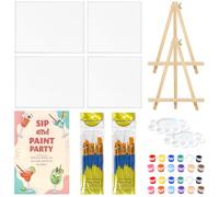 Paint Your Partner Kit de peinture sur toile pour couple avec 4 toiles | Kit de siroter et de peinture pour adultes, comprend 2 chevalets, peintures, pinceaux, palettes et affiche
