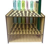 Paintbrush Holder Organizer - Wooden Desk Stand Storage, Square Paint Brush Rack | Multi Slot Art Tool Organization System, Sixty Seven Hole Creative Supply Arrangement Solution for Studio Classroom W