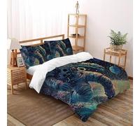 Painted Astronaute de Skateboard Parure De Lit Art Housse De Couette 3 Pièces Décor De Chambre Microfibre Garçon avec Fermeture Éclair Super King(260x220cm)
