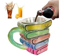 Painted Book Mug, Handmade Coffee Cup, 5,12 x 3,94 x 4,33 pouces Large Capacity & Ergonomic, Kitchen Gadget for Milk, Lait, Tea, Beer Cocoa, Cappuccino, and Strong Ceramic Cups to Home