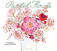 Painted Florals | Calendrier mural mensuel carré 2023 30,5 x 61 cm | Graphique de France | Peintures d'art à motif floral