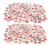 Painted Flowers Buttons Wooden Craft Buttons Sewing Buttons for DIY Arts Crafts Scrapbooking Christmas Decorations Gift Packaging Accessories Composite Wood White Background 20mm