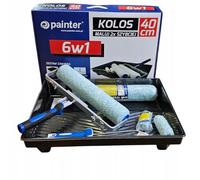 PAINTER - Kit de Peinture Complet 6en1, 2 Rouleaux de Peinture 10cm, 2 Rouleaux de Peinture 40cm, Manche Réglable, Poignée, Bac À Peinture, Insert pour Bac À Peinture - Double Professionnel