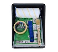 PAINTER - Kit de peinture - Rouleau de 18cm, pinceau, film de protection, ruban de peintre, bac à peinture 240x320 mm - Kit complet pour travaux de peinture et revêtements muraux