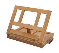 Paintersisters® Chevalet de table Lisa - Chevalet assis avec tiroir, Chevalet valise en bois massif, valise d'atelier pour artistes, cadres et blocs à dessin/à peinture, valise de peinture, pliable
