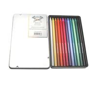 Paintersisters Lot de 12 crayons de couleur pastel sans bois - Dans boîte en métal - Crayons de couleur effaçables pour dessin, peinture, croquis (standard)
