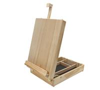 Paintersisters Luca Mallette de peinture en bois de pin durable FSC, chevalet de table avec mallette à ustensiles, châssis jusqu'à 60 cm de hauteur, boîte à peinture (bois de pin)