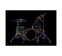 PAINTING COLOURFUL DRUM KIT MUSIC INSTRUMENT FRAMED ART PRINT PICTURE & MOUNT MOUNT F12X676