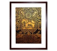 Painting Drawing Ornate Abstract Thailand Elephant Art Framed Art Print Picture & Mount F12X666