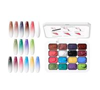 Painting Gel - 16 Colors Gradient Patting Palette Set, Soak Off UV Nail Gel for Manicure Design, Creative Nails Painting Kit for Beginners Women Girls Home Salon Travel Party Spa Studio Use