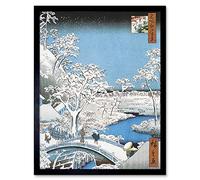 Painting Japanese Woodblock Winter Bridge Over River Wall Art Print Mur Encadré Décor 30 x 41 cm