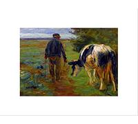 Painting Landscape Rural Study LIEBERMANN Farmer Cow Framed Art Print B12X3958