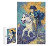 Painting Man Riding Husky -1 Puzzle 1000 Pièces Educa Jouet en Bois Cadeau Unique Décoration Intérieure Jeu Éducatif Challenge Toy Adultes Et Enfants À Partir De 14 Ans 1000 PCS