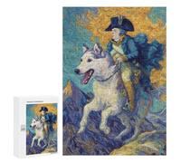 Painting Man Riding Husky Puzzle 1000 Pièces Educa Jouet en Bois Cadeau Unique Décoration Intérieure Jeu Éducatif Challenge Toy Adultes Et Enfants À Partir De 14 Ans 300 PCS