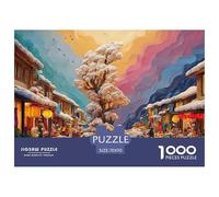 Painting of Courtyard 1000 Pcs Carton Extra-épais Coffret De Puzzles Winter Mountain Town Stimulant Et Éducatif Défi Unique Puzzles pour Adultes Et Enfants 70x50cm/1000pcs