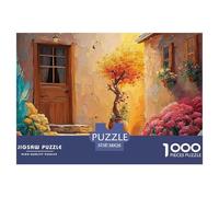 Painting of Courtyard 1000 Pièces Carton Premium Lot de Puzzles Tuscan Courtyard Stimulant Et Éducatif Jeu Familial Puzzles As Birthday Gifts 38x26cm/1000pcs