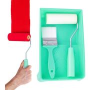 Painting Roller Kit, Short Handle Set, 9.06x5.71in Compact Paint Tray, Smooth Even Coverage, House Renovation Roller for Doors, Decks, Cabinets, Crafts, Fence Touch-Ups