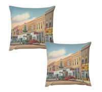 Painting TownHousse De Coussin 18 "x18 Lot De 2 | en Tissu Épais Aspect Lin, Doux Et Décoratif pour Canapé Et Salon - Style Bohème Chic, Idéal pour Décoration Chambre, Beige Crème