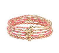 PAIOJVN Ensemble de bracelets élastiques empilables en résine de style bohème multicouches Heishi pour femme - Pour vacances, amitié, adjustable, Résine, Pas de gemme