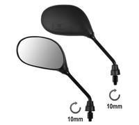 Pair Miroir Retroviseurs M10 Rearview Moto Scooter Noir A-Pro 10 mm