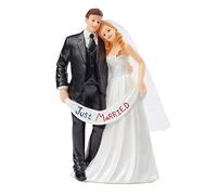 ‘Paire 13,5 cm jeunes mariés Figurine pour gâteau de mariage Couple de mariés avec bannière Décoration pour gâteau présentoir à gâteau de mariage.