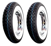 Paire 2 roues complètes Reproduction avec : 2 cercles, 2 pneus kenda K 333 avec bande blanche Dot 2016 T 3.50 - 10 51J 4PR, 2 Chambre à air KENDA avec jante Chromé RMS