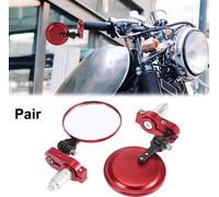 Paire 3" Moto Rétroviseurs Rond Répliant Barre Terminal Miroir Rouge