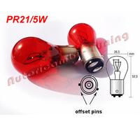 Paire Ampoules PHILIPS 12V Rouge Pr 5/21W Stop Et Position Ford BAW15d 12495CP