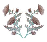 Paire Beige Marron clair Fleur de chardon patches fer coudre sur les vêtements Fleurs Patch