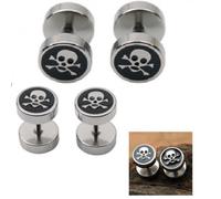 Paire Boucle D'oreille Crane Pirate Tete De Mort Homme Femme