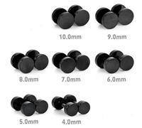 PAIRE BOUCLE D'OREILLE HOMME ADO ACIER PUCE RONDE NOIRE VIS CLOU PUNK - 4mm