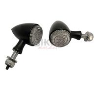 Paire clignotants LED bullet moto Custom Harley Métal Noir Mat Homologué
