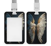 Paire d'ailes blanches majestueuses avec accents dorés - Porte-badge rétractable à clip - Protecteur de carte - Badge nominatif pour le travail, le bureau, le médecin, l'infirmière