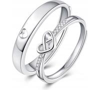 Paire d'anneaux de mariage en acier argenté réglable r.UNI