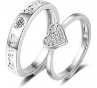 Paire d'anneaux de mariage en acier argenté réglable r.UNI