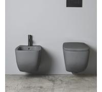 PAIRE D'APPAREILS SANITAIRES MURAUX EN CÉRAMIQUE GRIS MAT MOZART