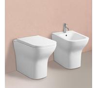 PAIRE D'APPAREILS SANITAIRES SUR PIED À FLEUR DE MUR BLANC BRILLANT SWING