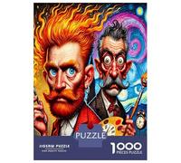 Paire d'artistes, pinceaux, Palette 1000 Pièces Coffret Puzzle Parodie Artistique fantaisiste Puzzle Carton Extra-épais - Anti-Stress Voyage, Noël Cadeau 12+, Entraînement Cérébral Sympa 70x50cm/pcs