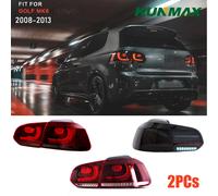 Paire d'assemblage de feu arrière de voiture, pour VW golf6 mk6 R20 2008 - 2013, scintillement d'eau qui coule, clignotant, feu arrière golf 6 Type A Red Clear