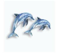 Paire d'autocollants dauphin pour décoration murale, couverture de marques, tasses et gobelets, pare-chocs de voiture, douche et carrelage, toilettes, ordinateur portable et plus - Autocollants en