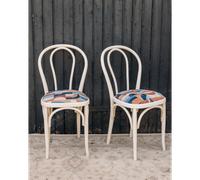 Paire de 2 chaises retapisées au tissu géométrique n°1620