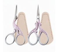 Paire de 2 Ciseaux Couture Petit Ciseaux en Acier Inoxydable avec Étui en Cuir pour Couture, Broderie, Loisirs Créatifs, DIY et Maquillage (Vert-rose)