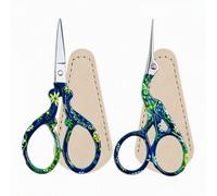 Paire de 2 Ciseaux Couture Petit Ciseaux en Acier Inoxydable avec Étui en Cuir pour Couture, Broderie, Loisirs Créatifs, DIY et Maquillage (Bleu-vert)