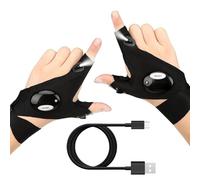 Paire de 2 Gants de Lampe de Poche à LED Rechargeable Gants de Pêche en Plein Air pour Réparer et Travailler dans Les Endroits Sombres, Cadeaux de Gadgets d'Outils pour Hommes/Femmes