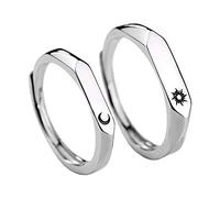 Paire de bagues pour les amoureux de la lune du soleil Ensemble de couples fiancés pour les mariages, les bijoux pour femmes, les cadeaux de la Saint-ValentinDurability